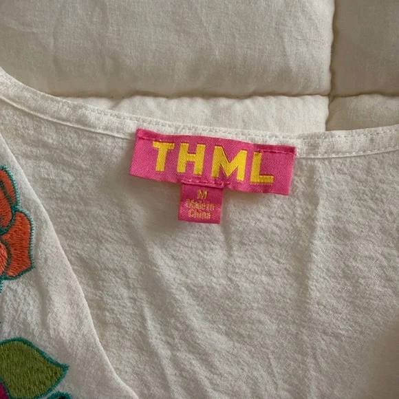 THML White Blouse with Colorful Floral Embroidery - Picture 3 of 5